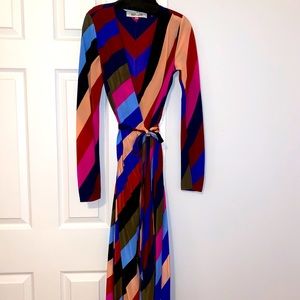 DVF Tilly striped silk crepe midi wrap dress